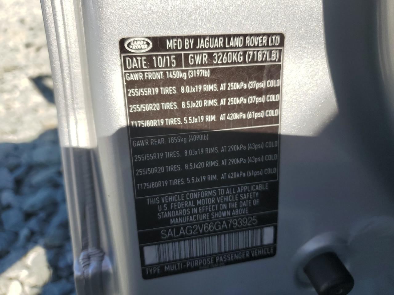 2016 Land Rover LR4 VIN SALAG2V66GA793925 Copart auction photo, normal wear damage thumbnail 13
