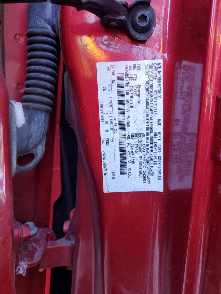 2012 Ford Focus VIN 1FAHP3M21CL243661 Copart auction photo, front end / mechanical damage thumbnail 12