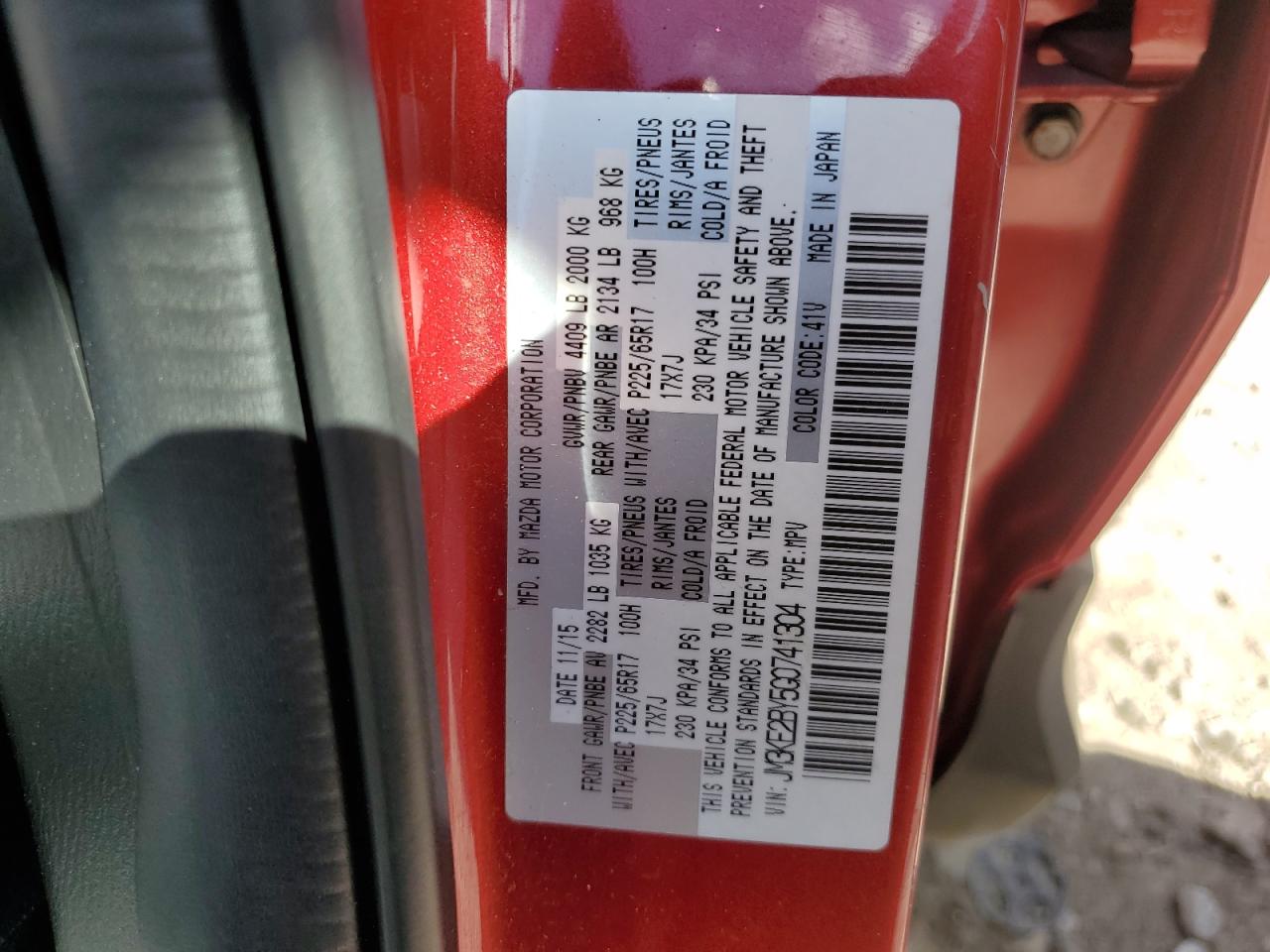 2016 Mazda CX-5 VIN JM3KE2BY5G0741304 Copart auction photo, front end damage thumbnail 15