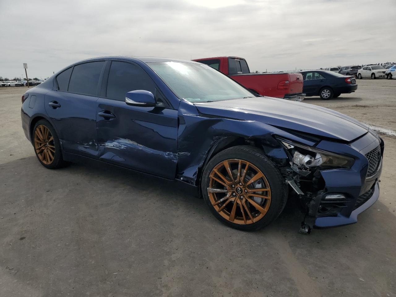 2016 Infiniti Q50 VIN JN1FV7APXGM420158 Copart auction photo, front end / side damage thumbnail 4