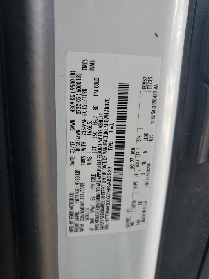 2017 Ford Transit VIN 1FTBW3XG7HKA80523 Copart auction photo, front end damage thumbnail 13