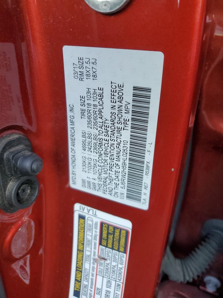 2017 Honda CR-V VIN 5J6RW2H59HL025310 Copart auction photo, all over damage thumbnail 15