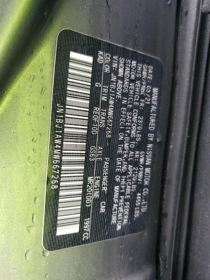 2021 Nissan Rogue VIN JN1BJ1AW4MW667268 Copart auction photo, rear end / side damage thumbnail 13