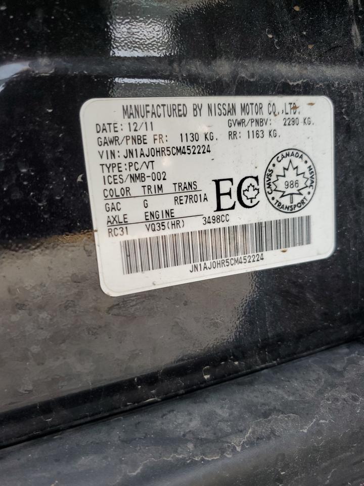 2012 Infiniti EX VIN JN1AJ0HR5CM452224 Copart auction photo, all over damage thumbnail 15