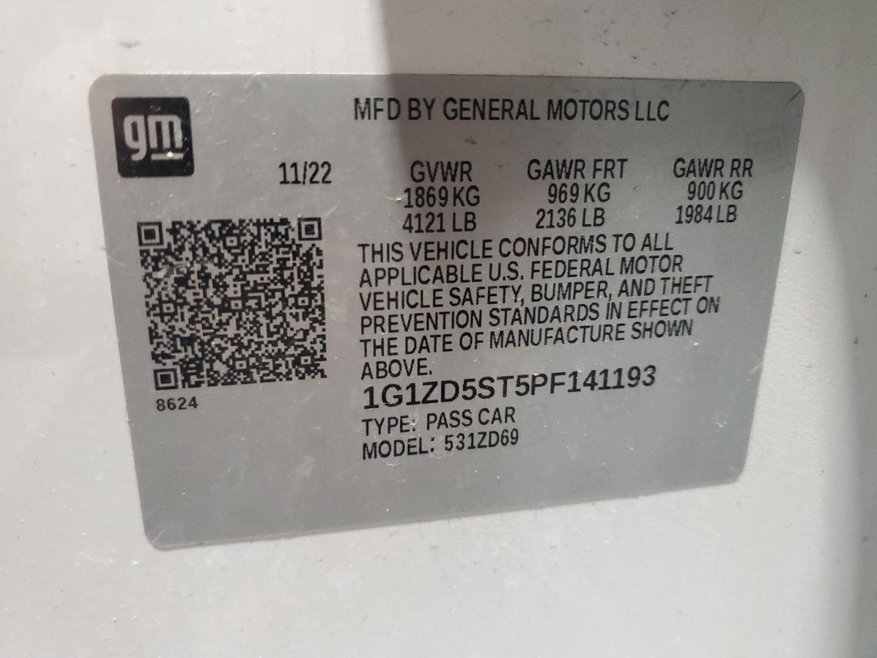 2023 Chevrolet Malibu VIN 1G1ZD5ST5PF141193 Copart auction photo, side / minor dent/scratches damage thumbnail 12