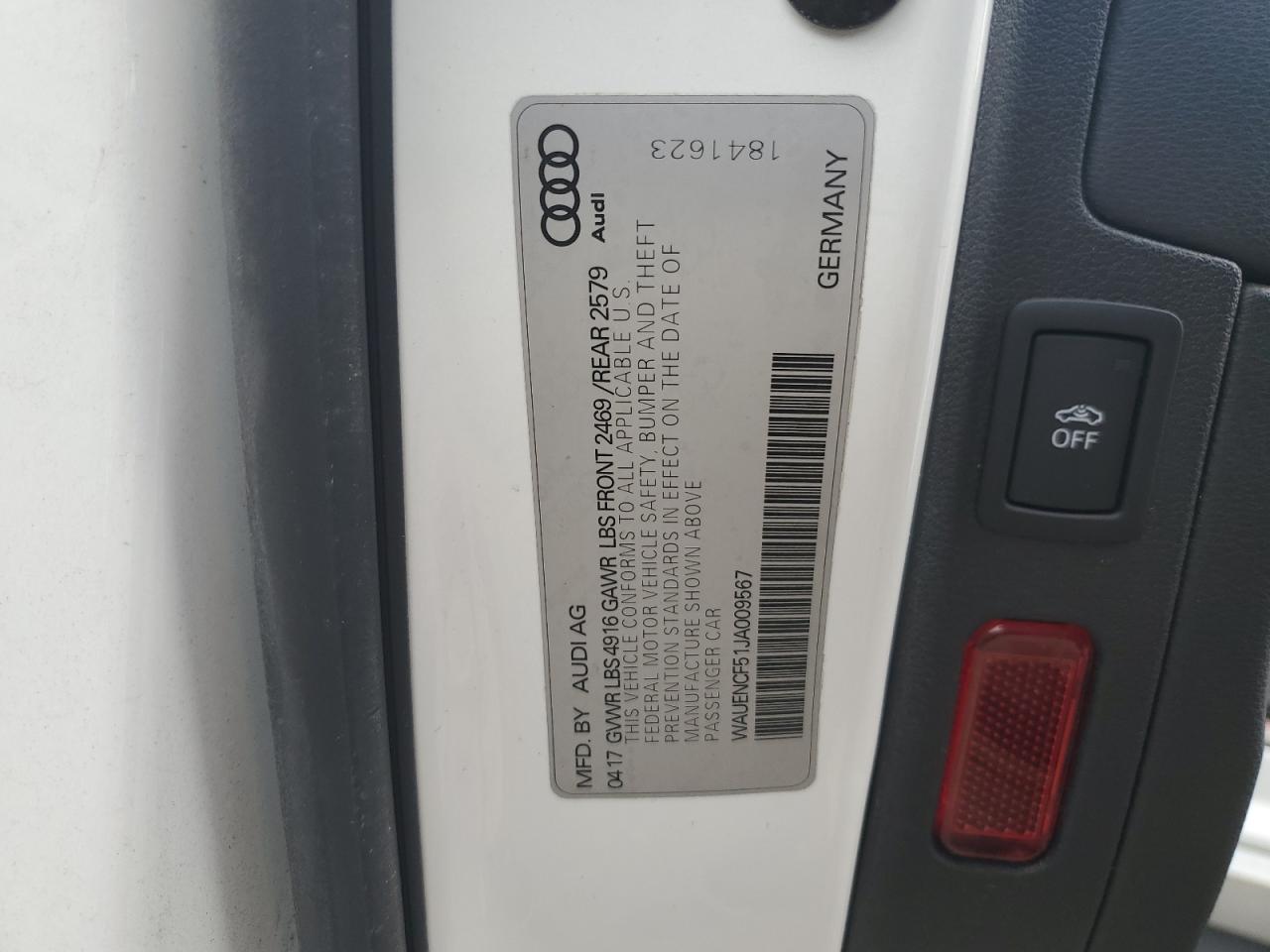 2018 Audi A5 VIN WAUENCF51JA009567 Copart auction photo, mechanical damage thumbnail 12