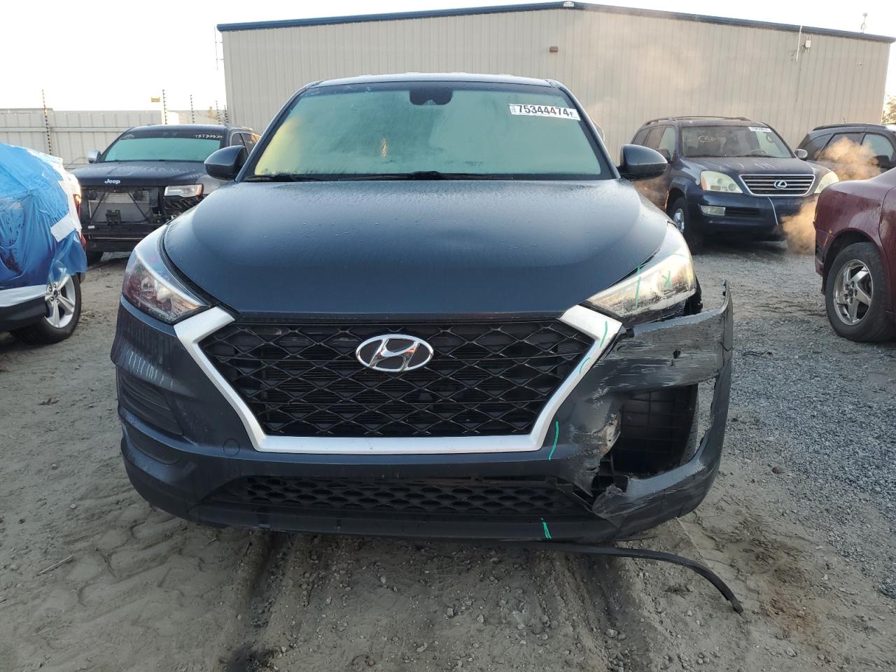 2021 Hyundai Tucson VIN KM8J23A45MU302993 Copart auction photo, front end / side damage thumbnail 5
