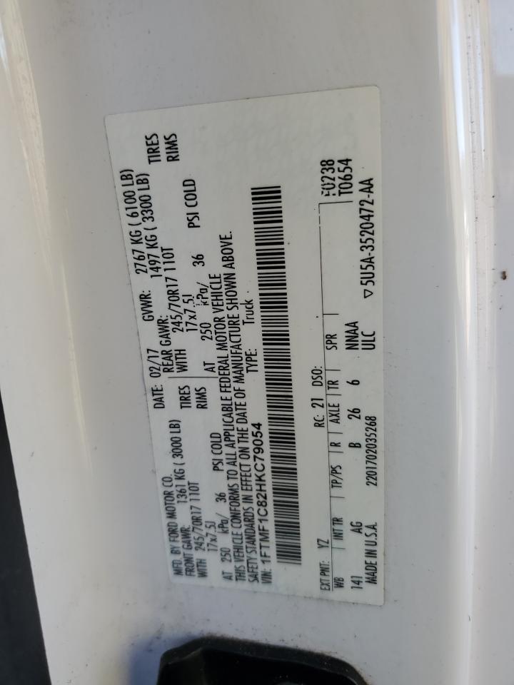 2017 Ford F-150 VIN 1FTMF1C82HKC79054 Copart auction photo, top/roof / side damage thumbnail 12
