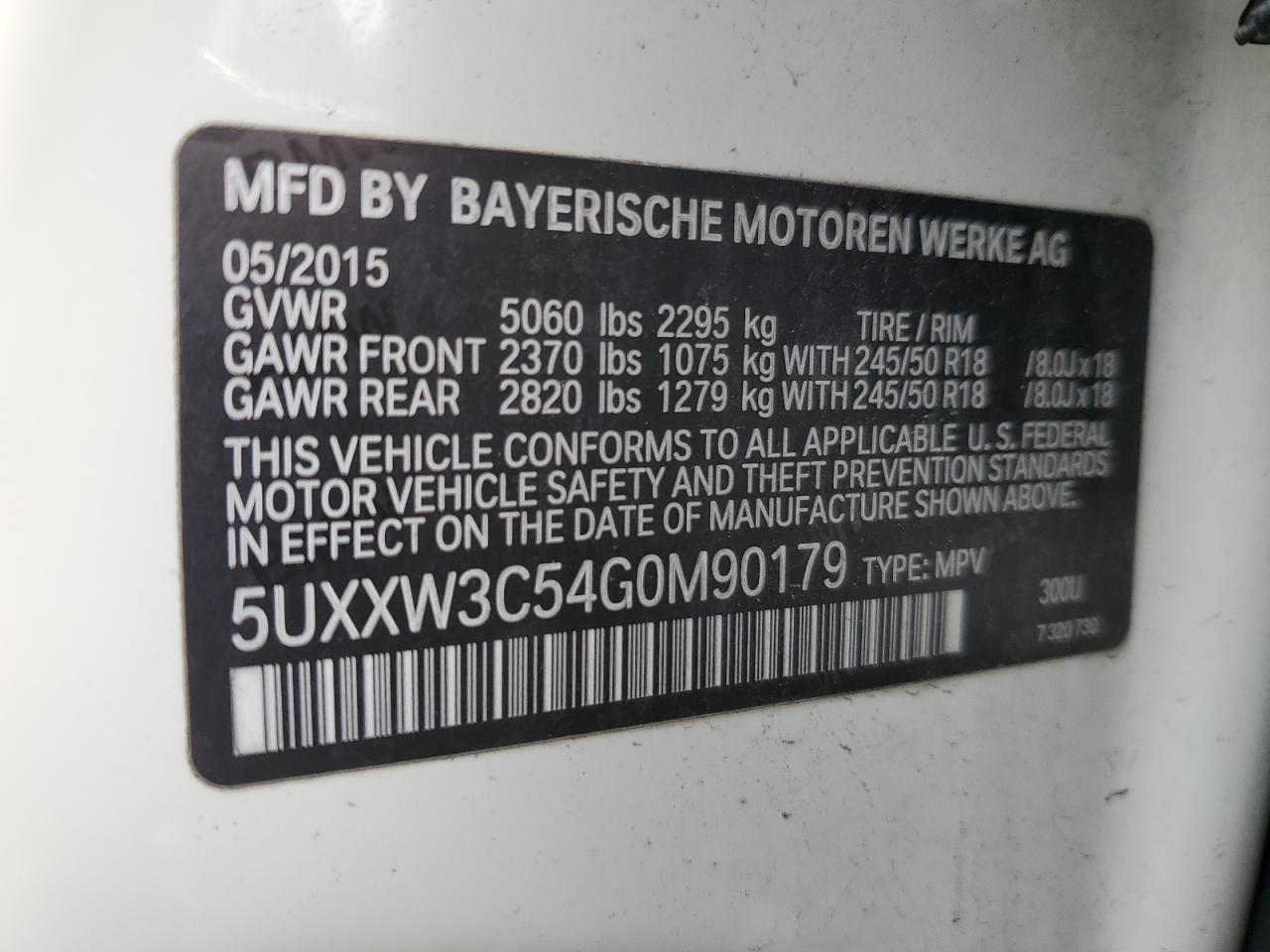 2016 BMW X4 VIN 5UXXW3C54G0M90179 Copart auction photo, front end damage thumbnail 13
