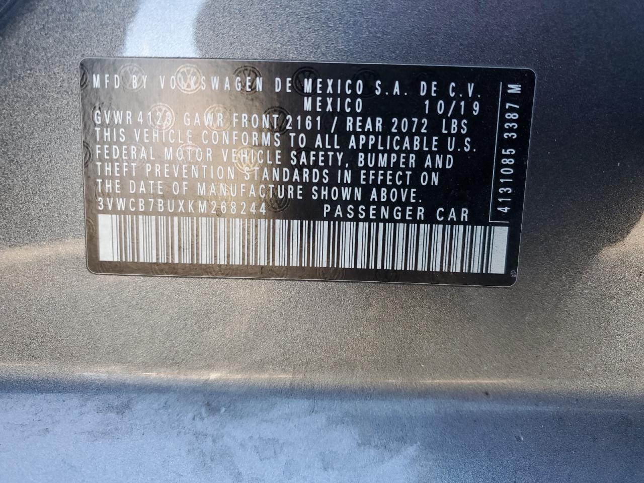 2019 Volkswagen Jetta VIN 3VWCB7BUXKM268244 Copart auction photo, front end damage thumbnail 14