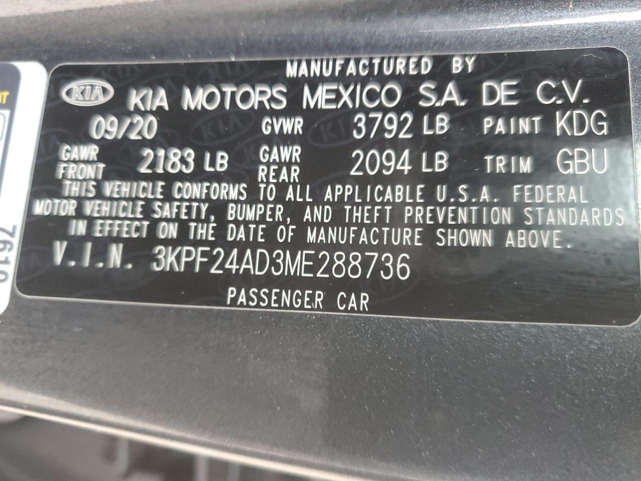 2021 KIA Forte VIN 3KPF24AD3ME288736 Copart auction photo, front end / side damage thumbnail 13