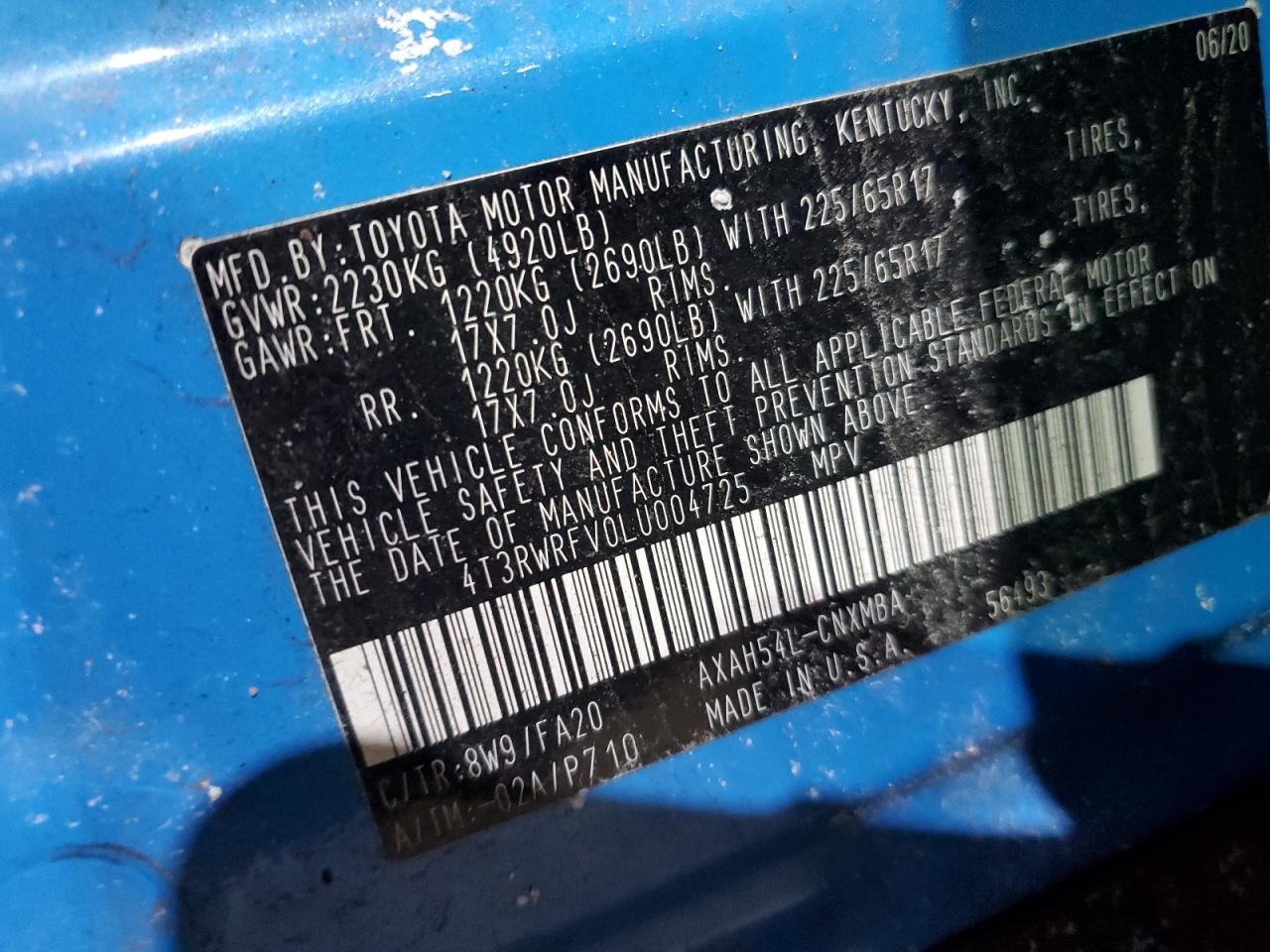 2020 Toyota RAV 4 VIN 4T3RWRFV0LU004725 Copart auction photo, front end damage thumbnail 15