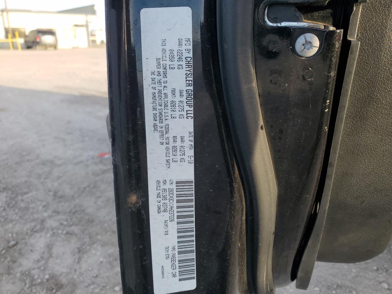 2010 Dodge Charger VIN 2B3CA3CV1AH237226 Copart auction photo, side / rear end damage thumbnail 13