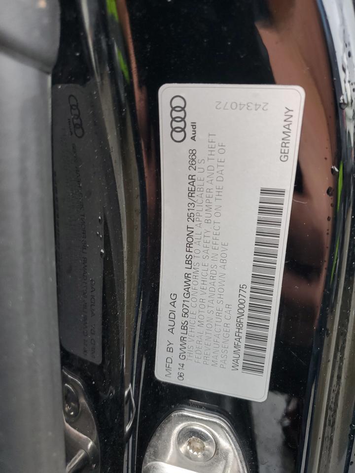 2015 Audi A5 VIN WAUMFAFH8FN000775 Copart auction photo, water/flood damage thumbnail 12