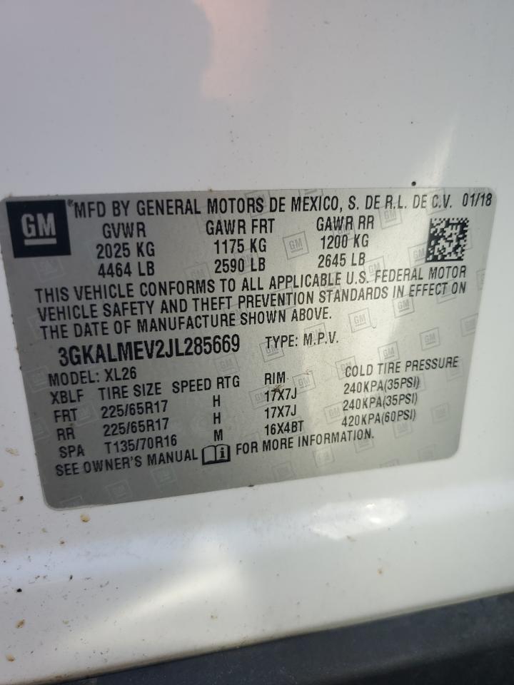2018 GMC Terrain VIN 3GKALMEV2JL285669 Copart auction photo, front end / side damage thumbnail 13
