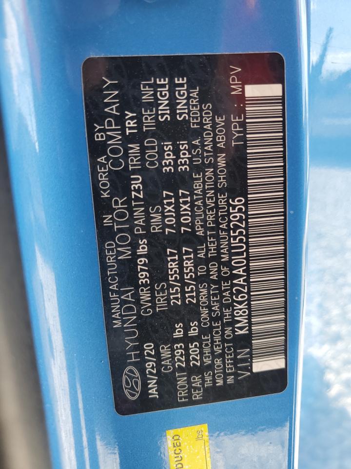 2020 Hyundai Kona VIN KM8K62AA0LU552956 Copart auction photo, frame damage / all over damage thumbnail 15