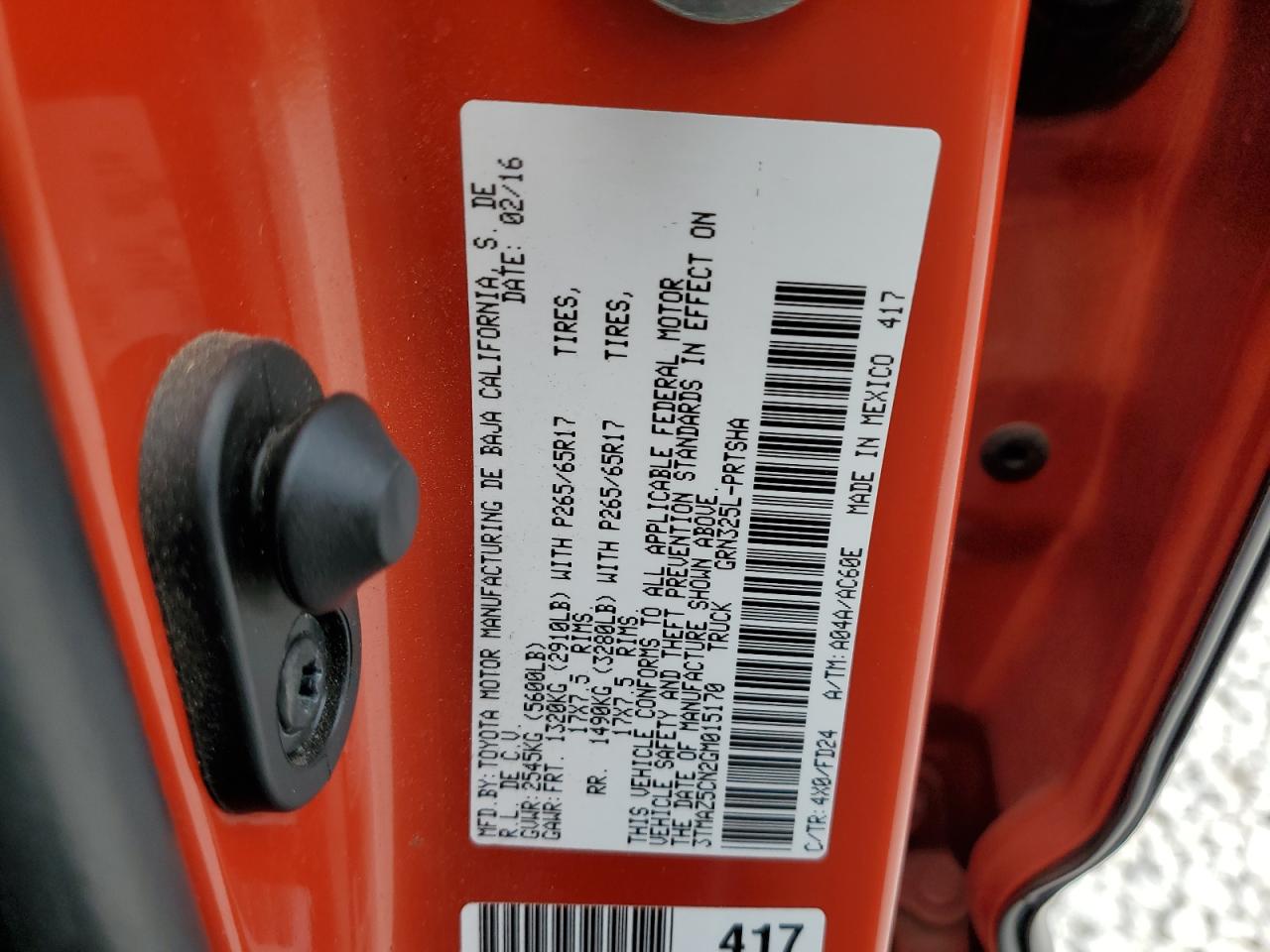 2016 Toyota Tacoma VIN 3TMAZ5CN2GM015170 Copart auction photo, front end damage thumbnail 14
