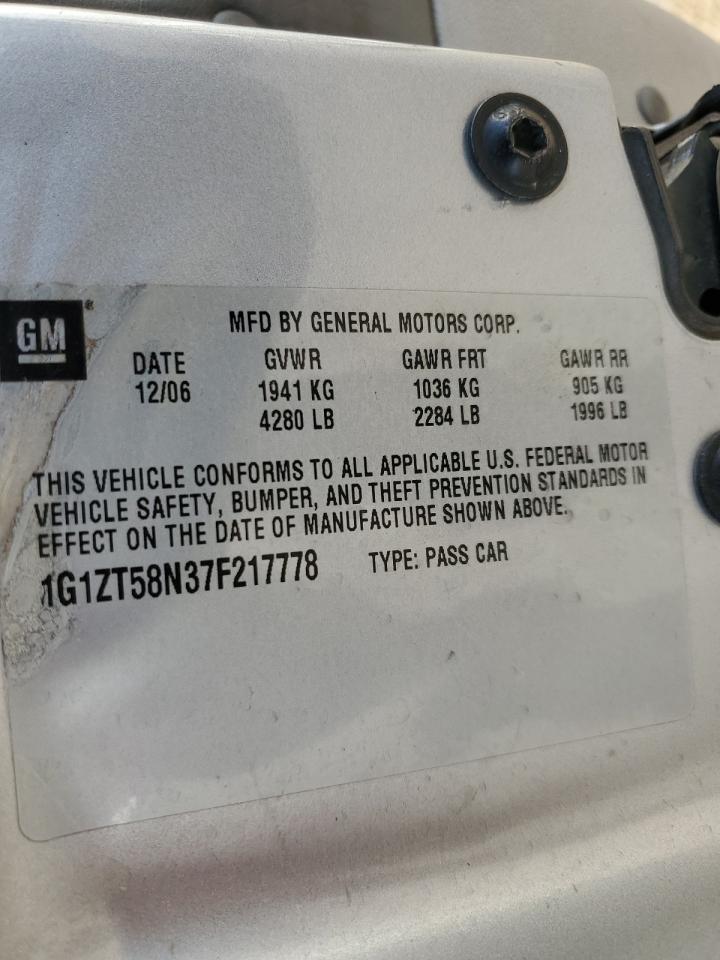 2007 Chevrolet Malibu VIN 1G1ZT58N37F217778 Copart auction photo, side damage thumbnail 12