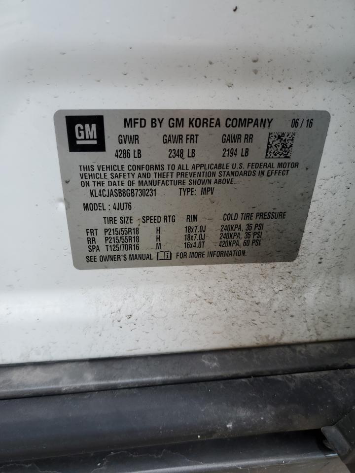 2016 Buick Encore VIN KL4CJASB8GB730231 Copart auction photo, front end damage thumbnail 13