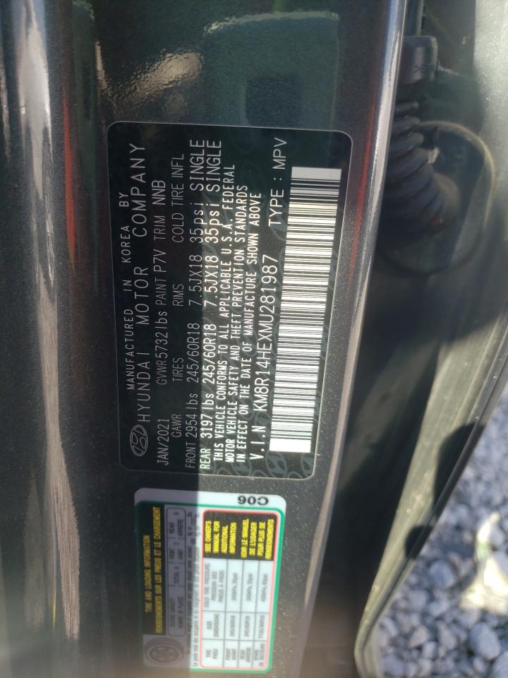 2021 Hyundai Palisade VIN KM8R14HEXMU281987 Copart auction photo, rear end damage thumbnail 15