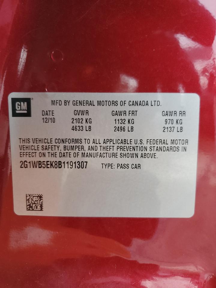 2011 Chevrolet Impala VIN 2G1WB5EK8B1191307 Copart auction photo, front end damage thumbnail 13
