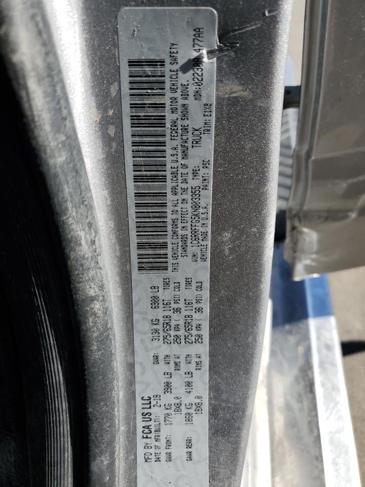 2019 RAM 1500 VIN 1C6RRFFG5KN803355 Copart auction photo, front end / side damage thumbnail 14