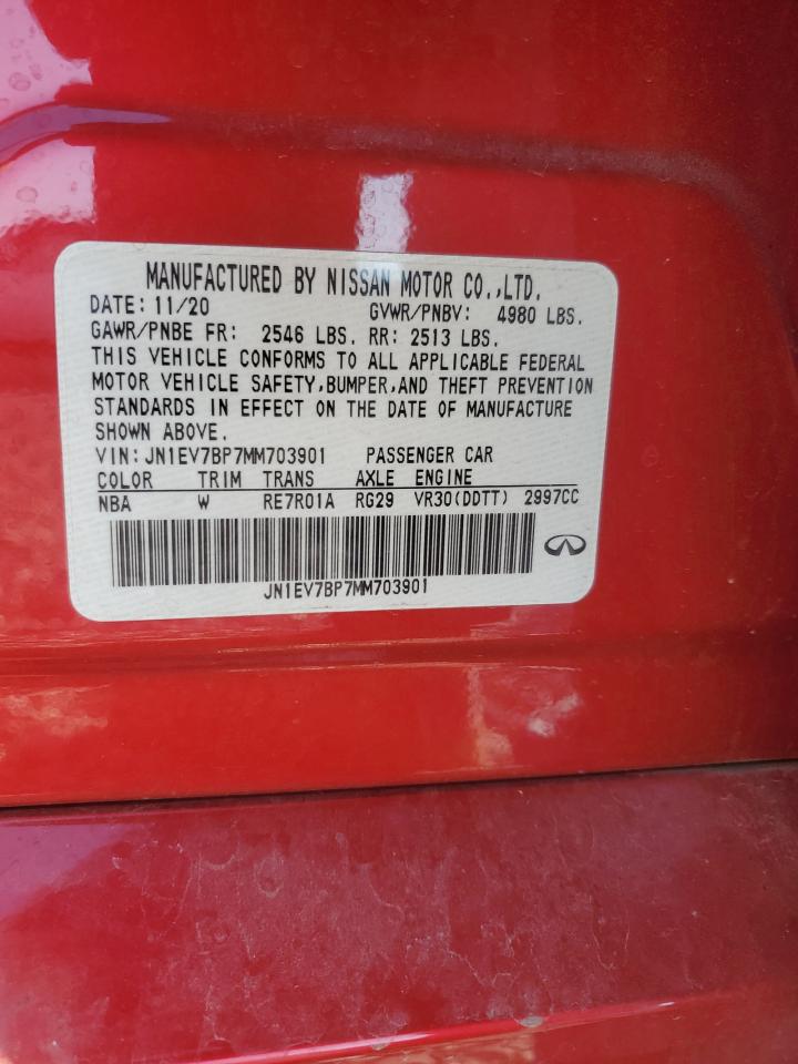 2021 Infiniti Q50 VIN JN1EV7BP7MM703901 Copart auction photo, front end damage thumbnail 12