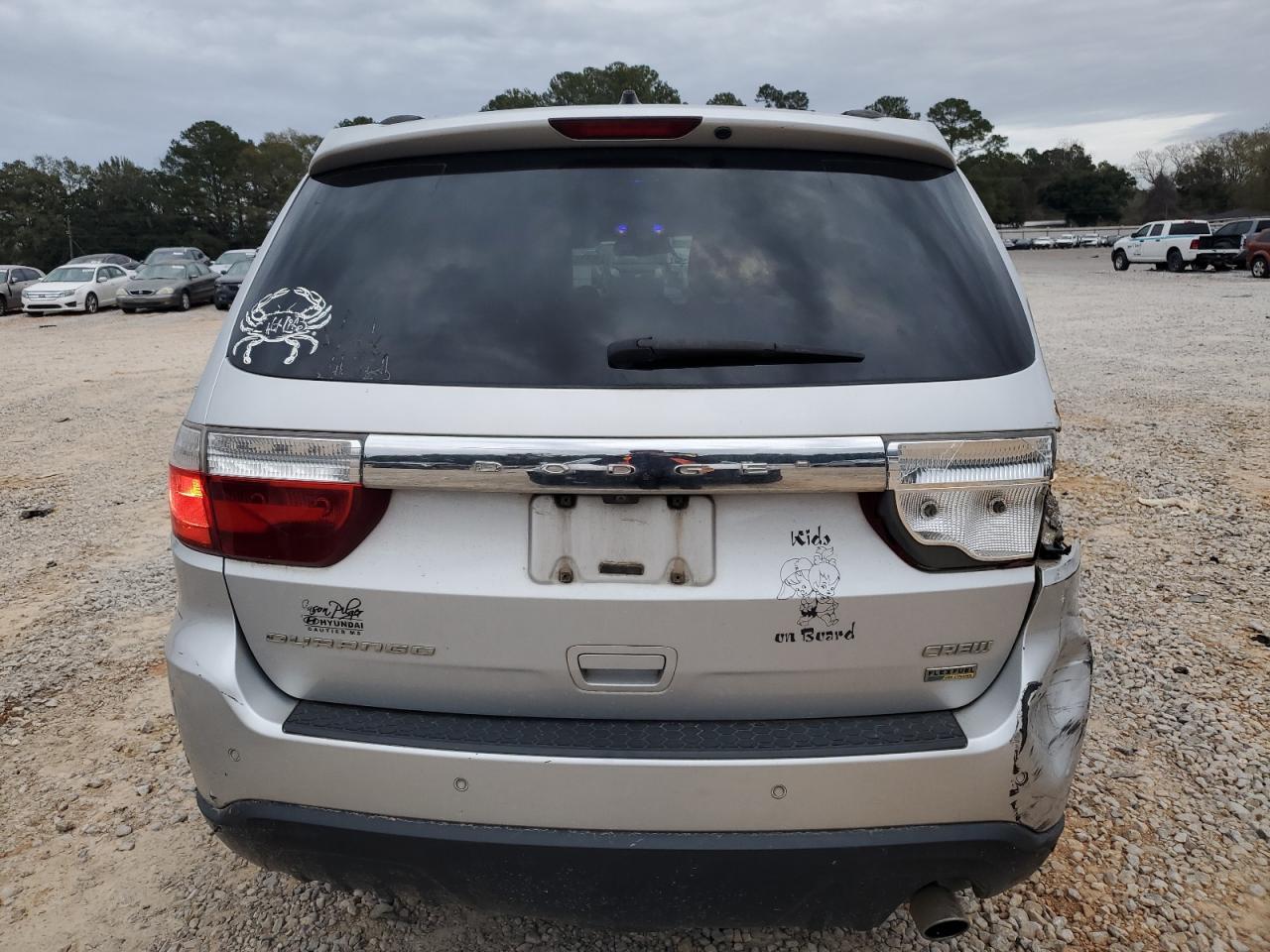 2012 Dodge Durango VIN 1C4RDHDG2CC144301 Copart auction photo, rear end / side damage thumbnail 6
