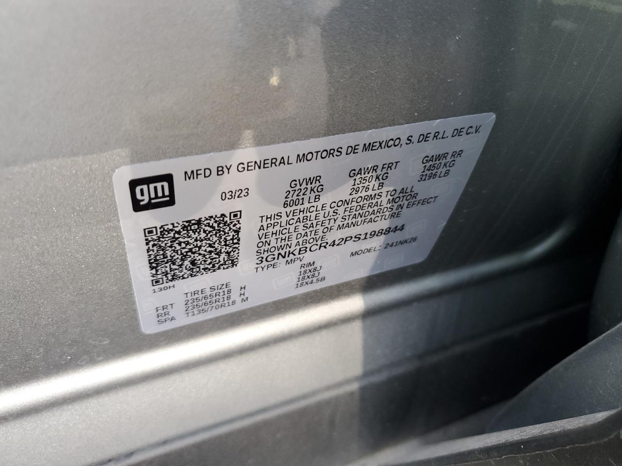 2023 Chevrolet Blazer VIN 3GNKBCR42PS198844 Copart auction photo, rear end damage thumbnail 13