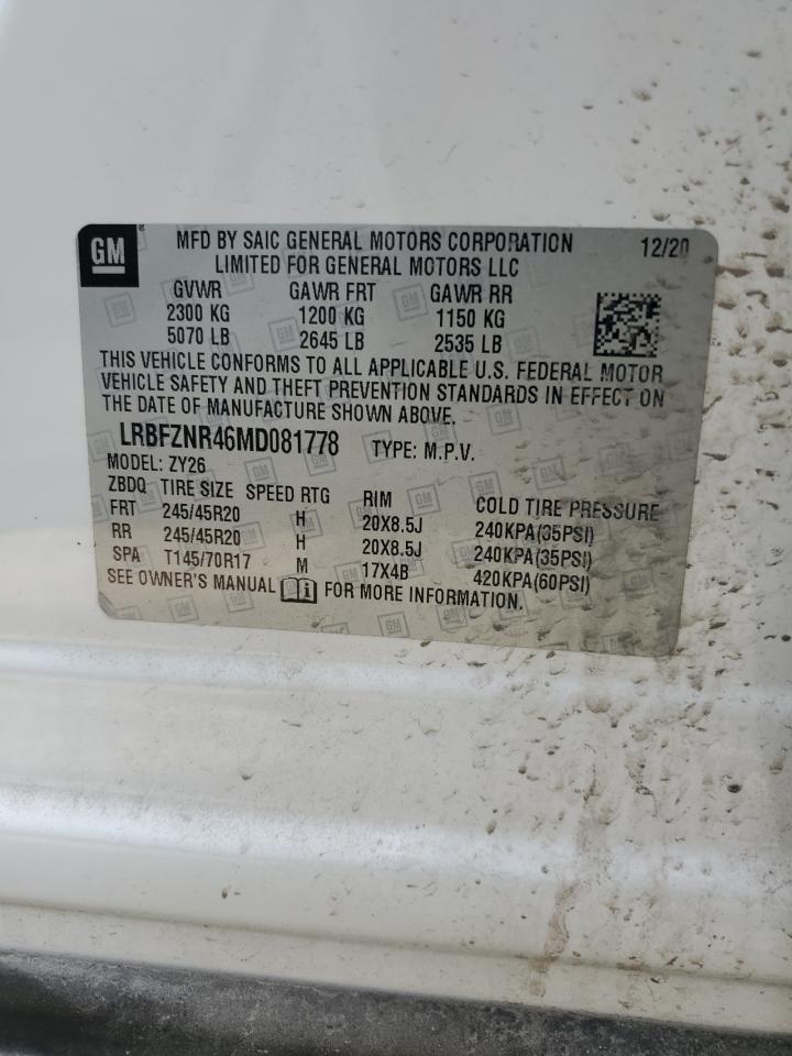 2021 Buick Envision VIN LRBFZNR46MD081778 Copart auction photo, rear end / side damage thumbnail 13