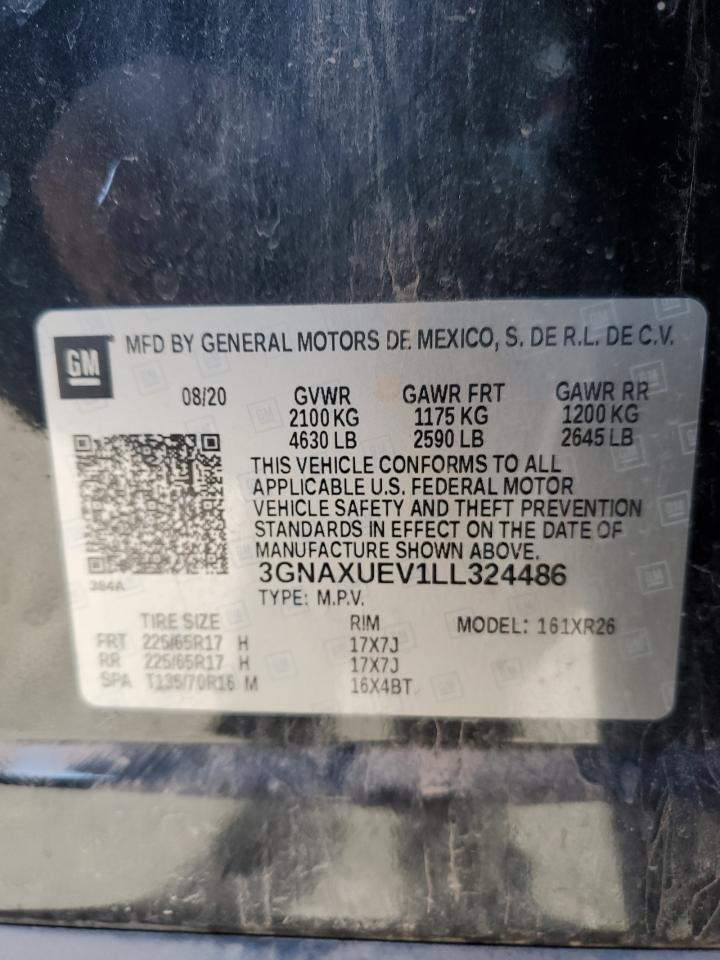 2020 Chevrolet Equinox VIN 3GNAXUEV1LL324486 Copart auction photo, front end damage thumbnail 15