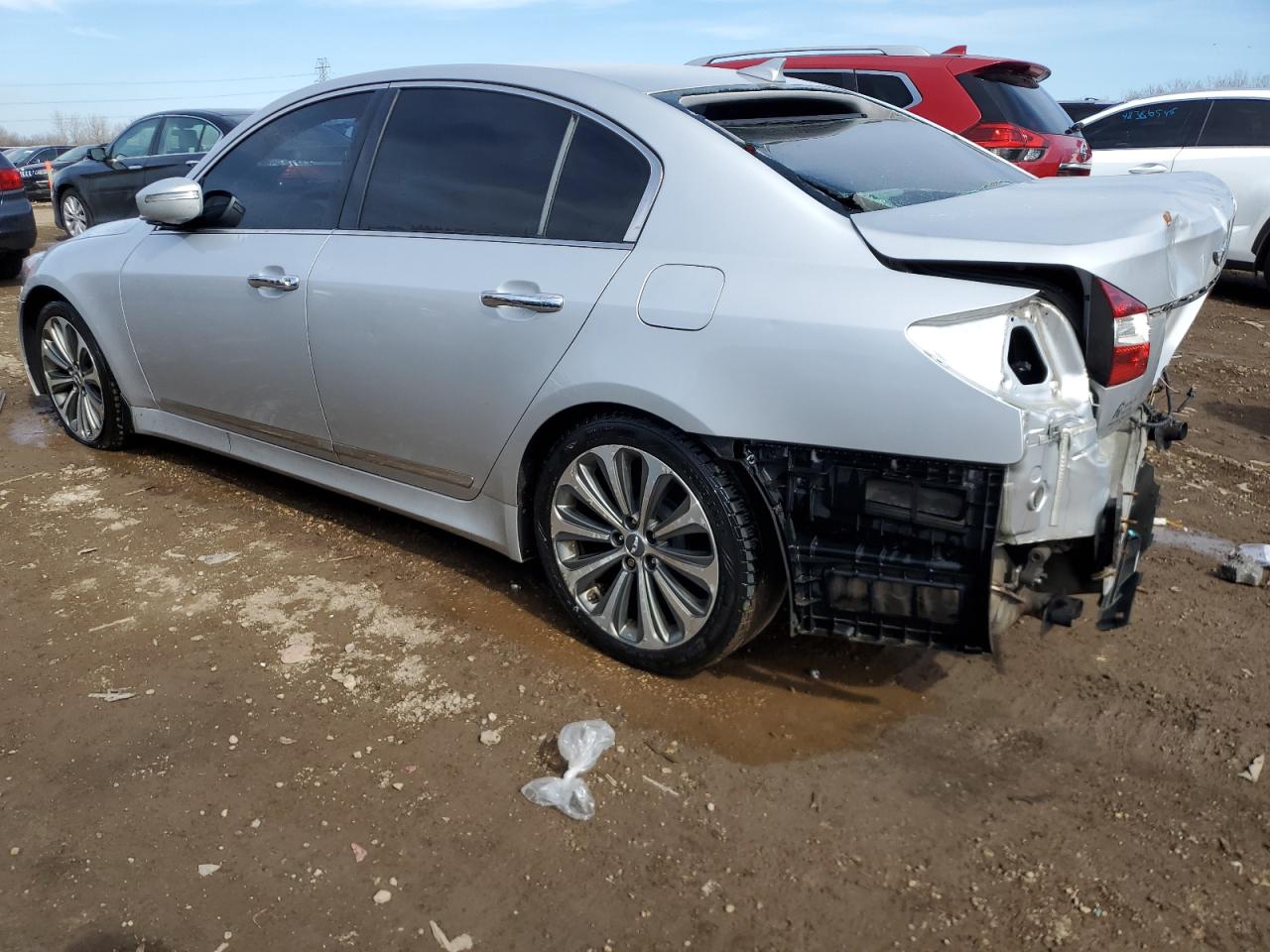 2014 Hyundai Genesis VIN KMHGC4DH0EU265669 Copart auction photo, rear end / side damage thumbnail 2