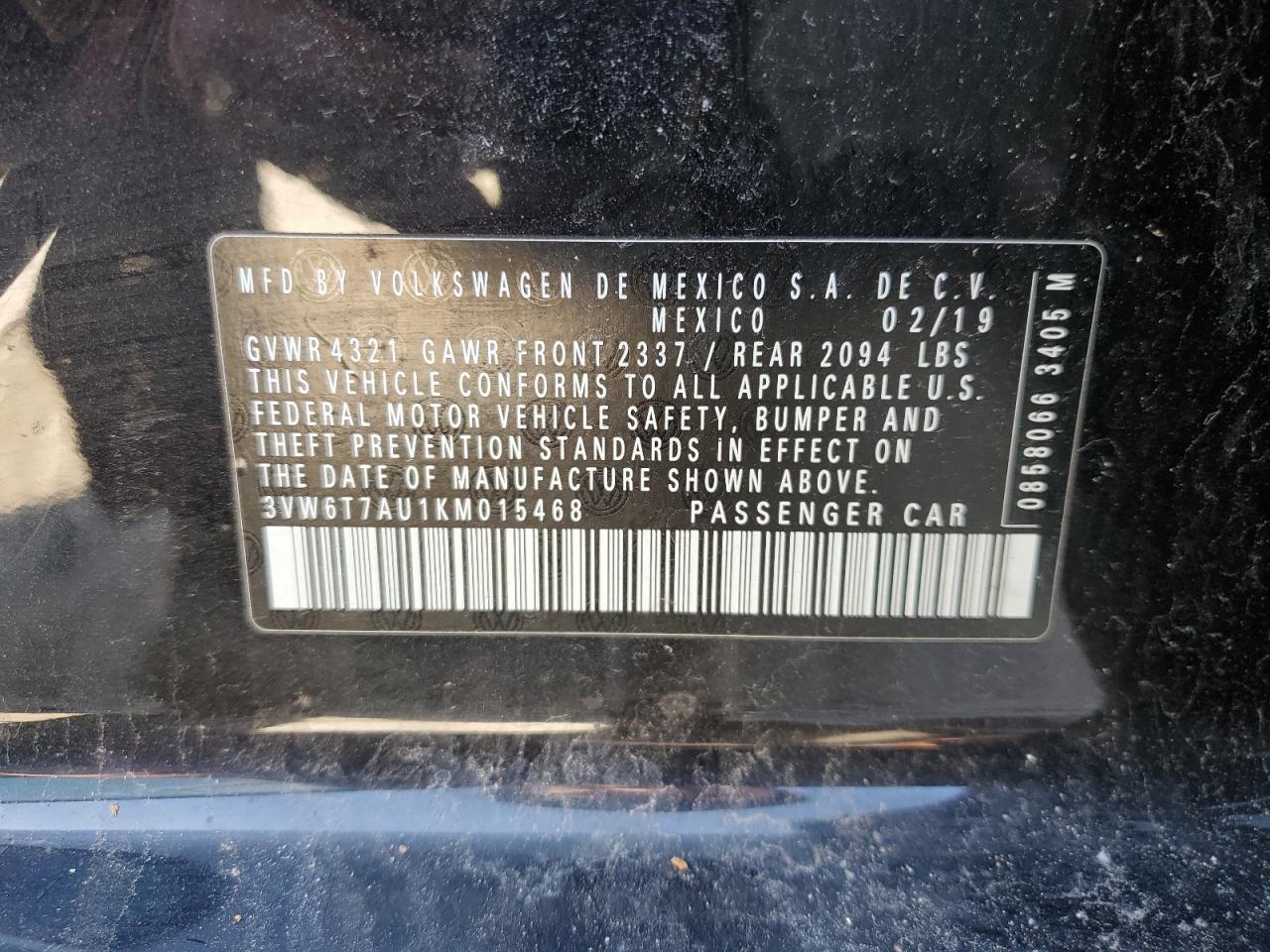 2019 Volkswagen GTI VIN 3VW6T7AU1KM015468 Copart auction photo, front end / side damage thumbnail 15
