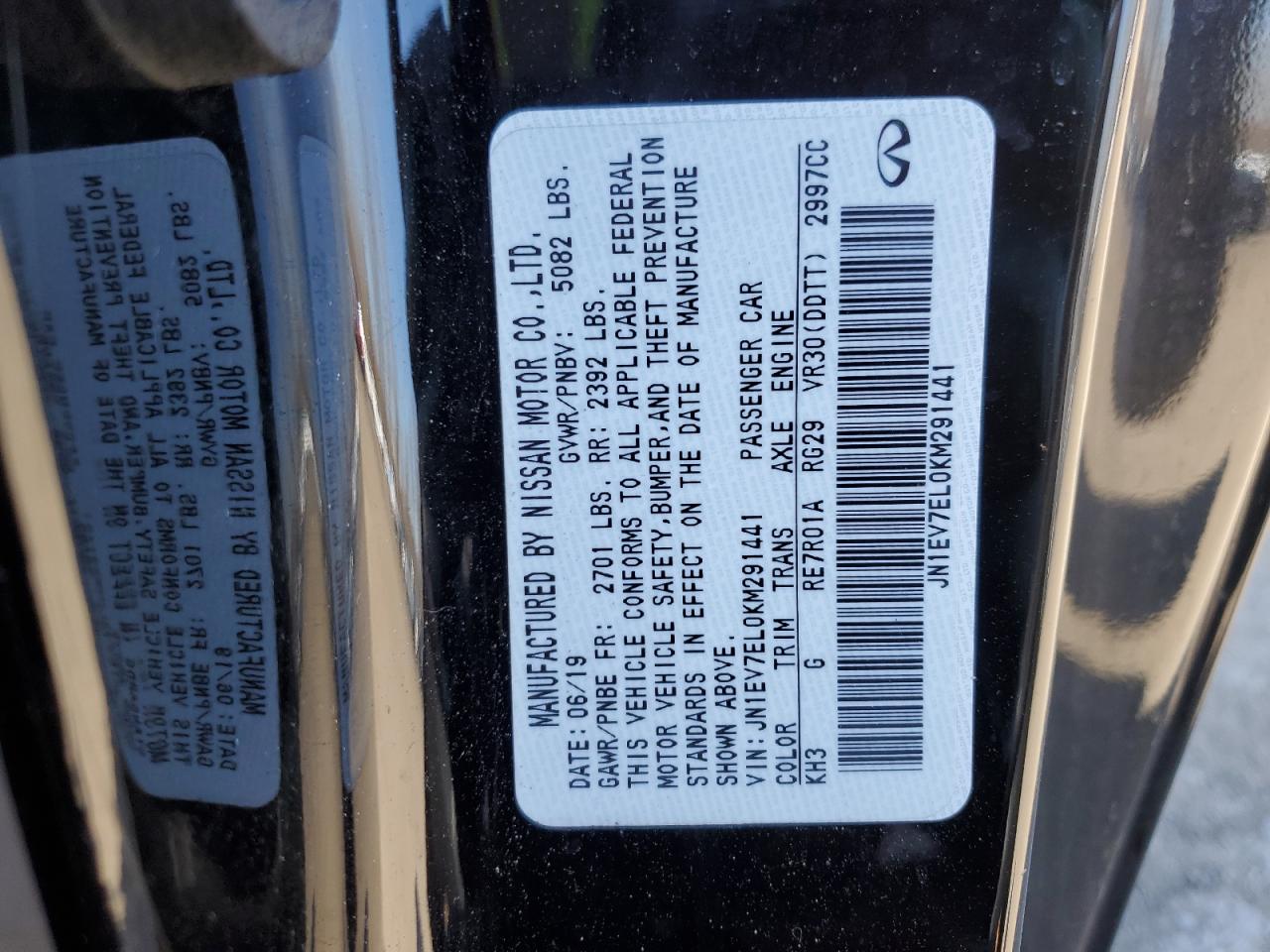 2019 Infiniti Q60 VIN JN1EV7EL0KM291441 Copart auction photo, rear end / minor dent/scratches damage thumbnail 14