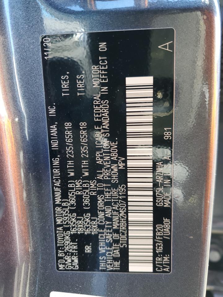2021 Toyota Highlander VIN 5TDCZRBH2MS071195 Copart auction photo, front end / rear end damage thumbnail 14