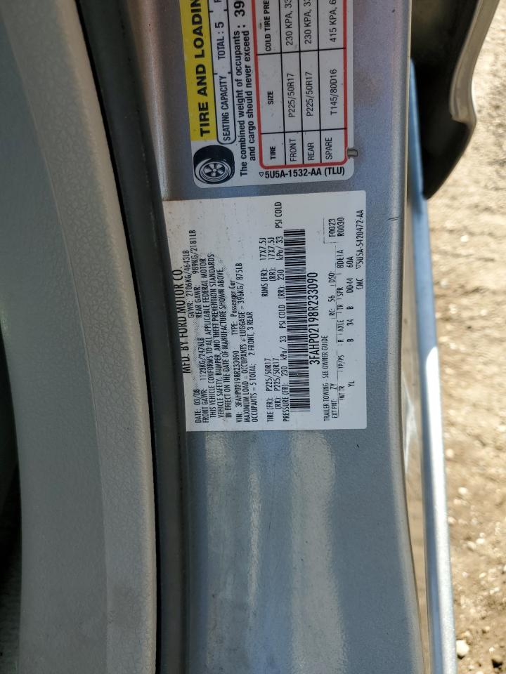 2008 Ford Fusion VIN 3FAHP02198R233090 Copart auction photo, rear end damage thumbnail 12