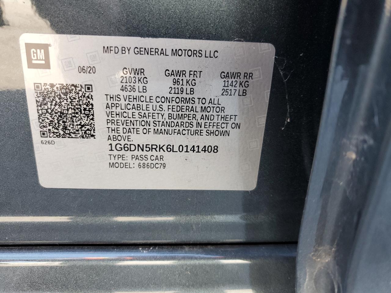 2020 Cadillac CT5 VIN 1G6DN5RK6L0141408 Copart auction photo, rear end / side damage thumbnail 12