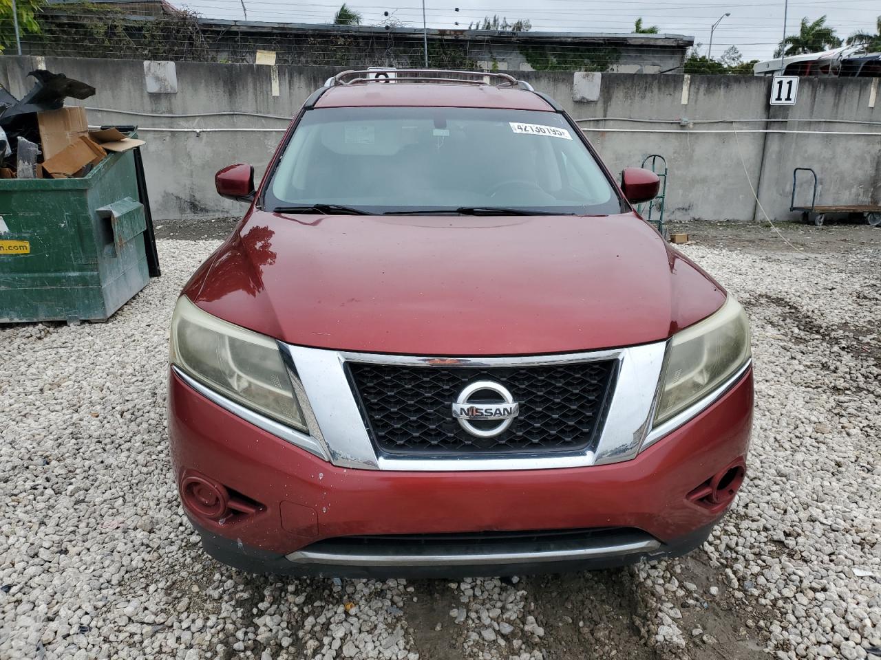 2014 Nissan Pathfinder VIN 5N1AR2MN8EC707697 Copart auction photo, side damage thumbnail 5