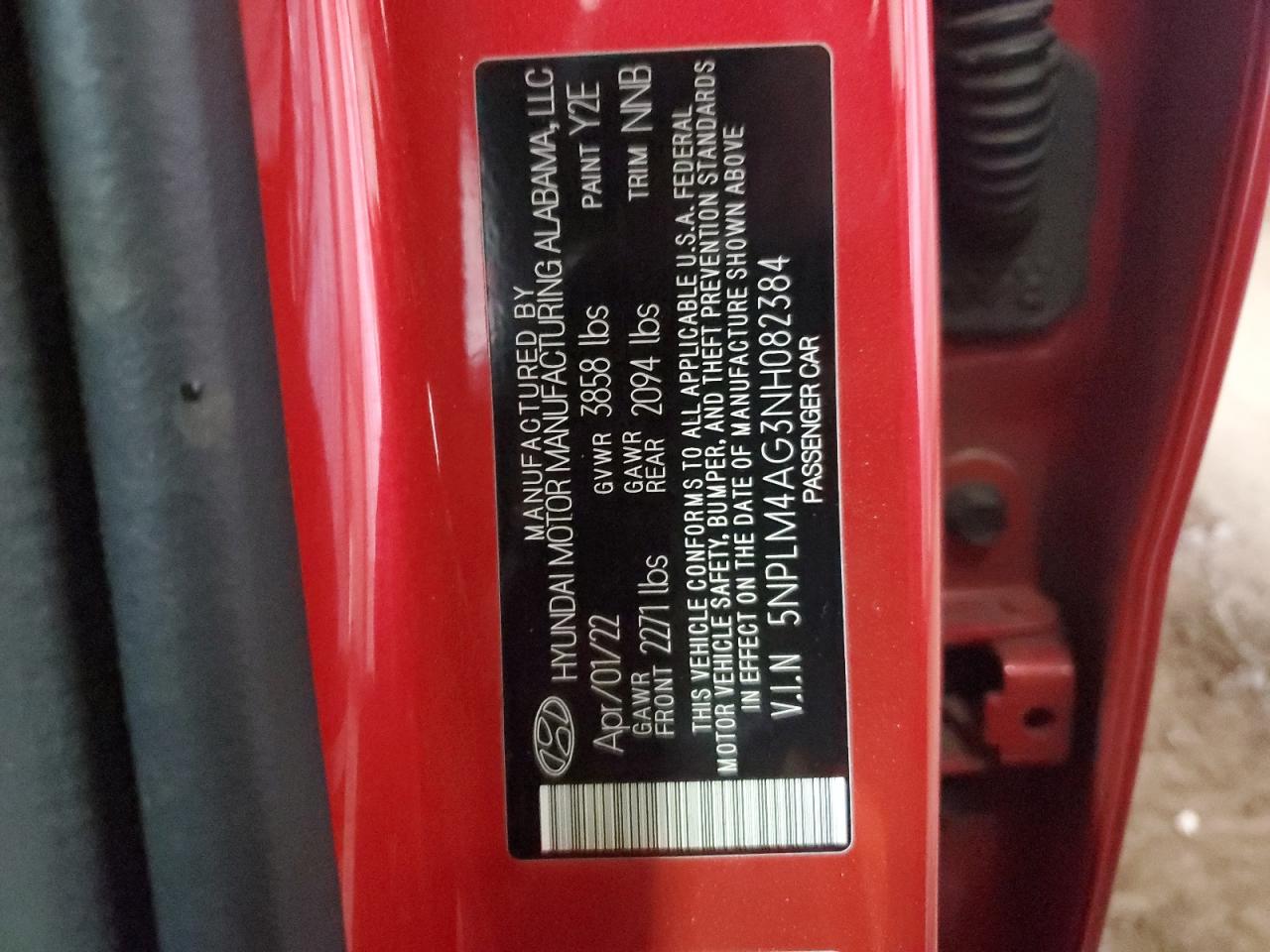 2022 Hyundai Elantra VIN 5NPLM4AG3NH082384 Copart auction photo, front end / rear end damage thumbnail 12