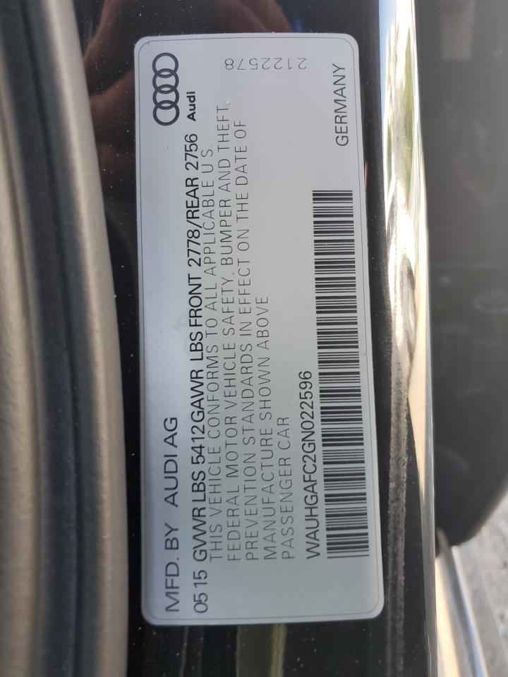 2016 Audi A6 VIN WAUHGAFC2GN022596 Copart auction photo, front end damage thumbnail 15