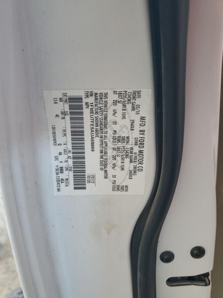 2010 Ford Explorer VIN 1FMEU7FE5AUA68869 Copart auction photo, front end damage thumbnail 13