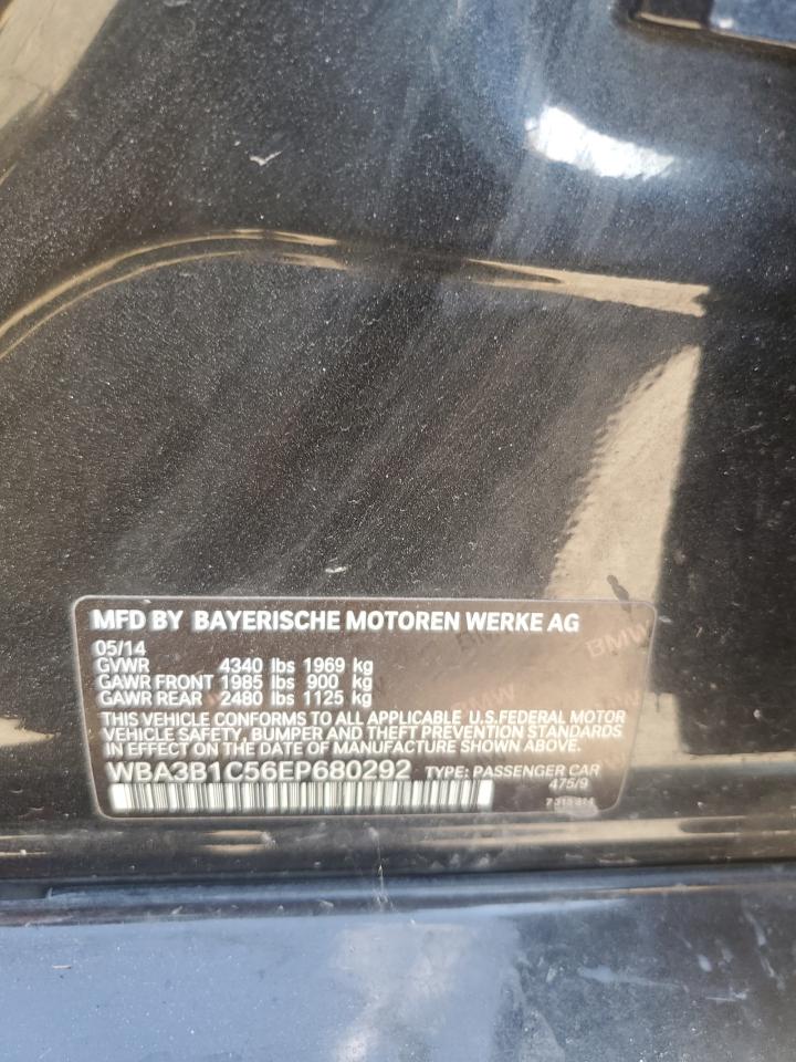 2014 BMW 3er VIN WBA3B1C56EP680292 Copart auction photo, rear end / side damage thumbnail 12
