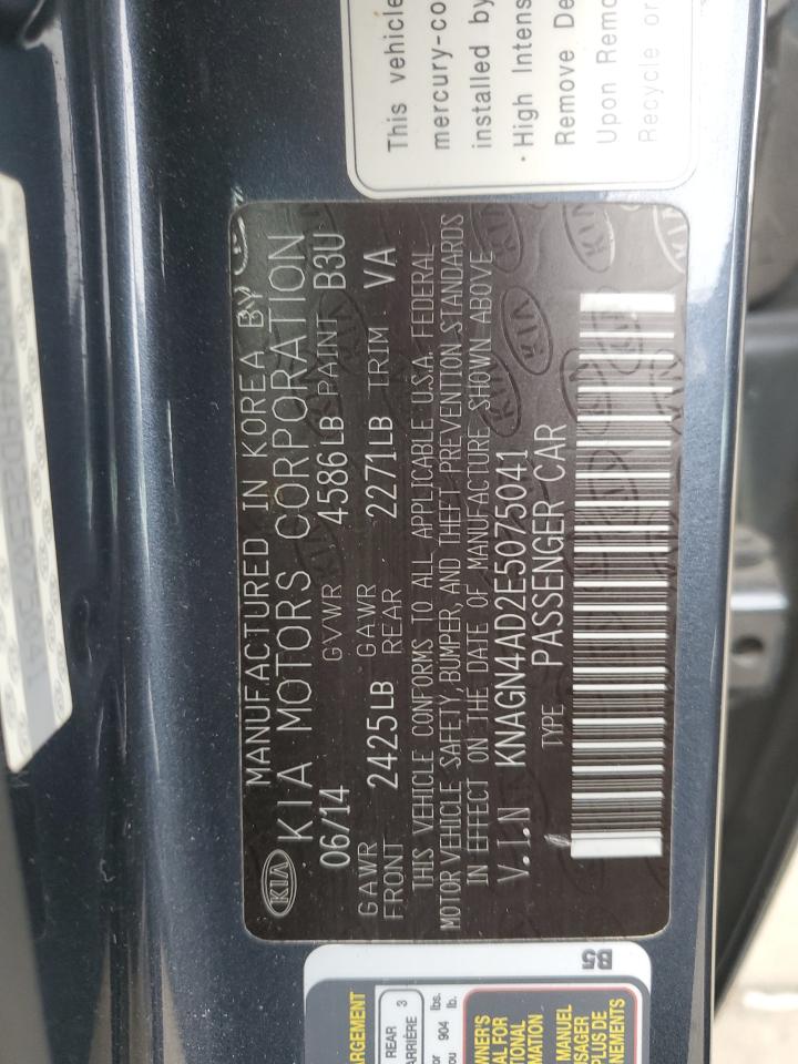 2014 KIA Optima VIN KNAGN4AD2E5075041 Copart auction photo, minor dent/scratches damage thumbnail 12