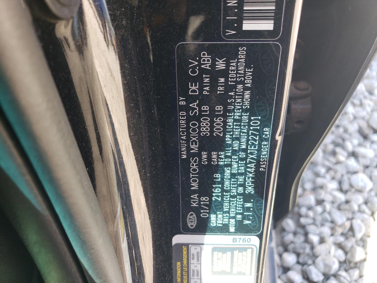 2018 KIA Forte VIN 3KPFK4A7XJE227101 Copart auction photo, front end / side damage thumbnail 12