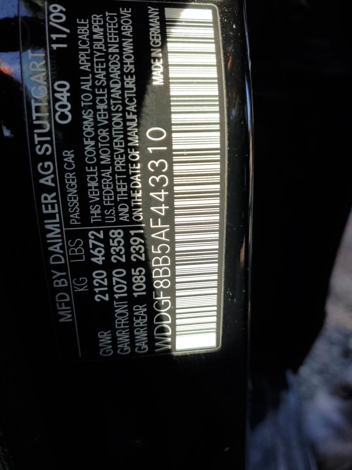 2010 Mercedes-Benz C-klasse VIN WDDGF8BB5AF443310 Copart auction photo, side / front end damage thumbnail 13