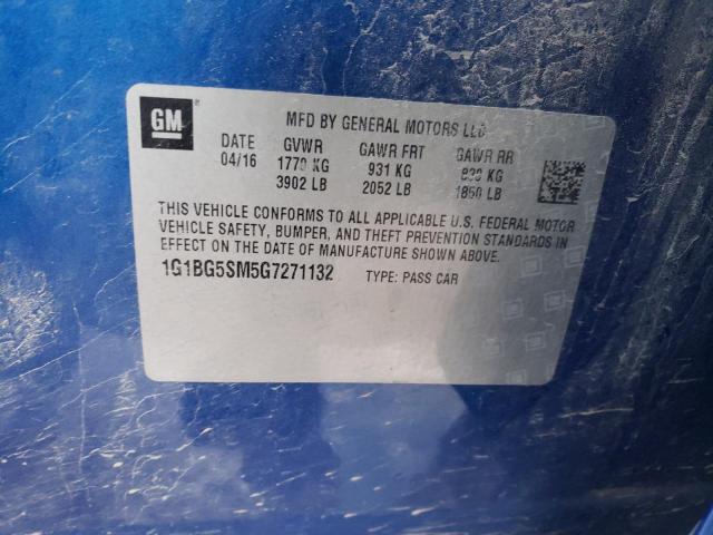2016 Chevrolet Cruze VIN 1G1BG5SM5G7271132 Copart auction photo, front end damage thumbnail 12