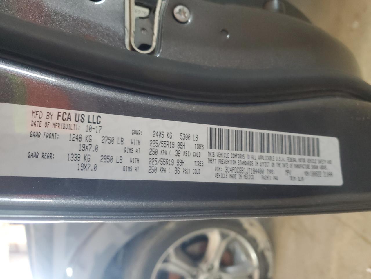 2018 Dodge Journey VIN 3C4PDCGB1JT184400 Copart auction photo, front end / mechanical damage thumbnail 12