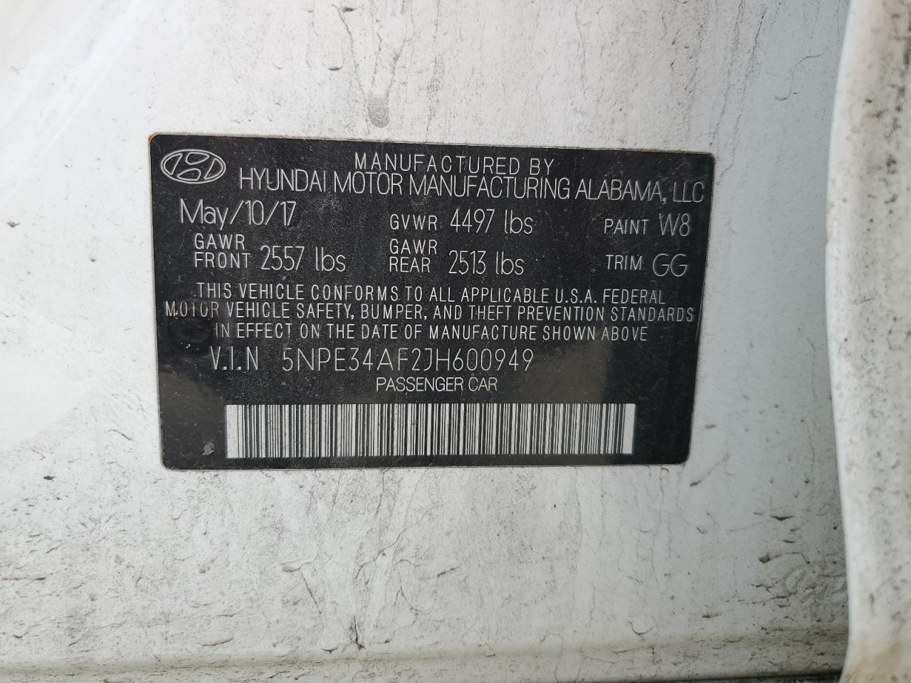 2018 Hyundai Sonata VIN 5NPE34AF2JH600949 Copart auction photo, rear end / front end damage thumbnail 13