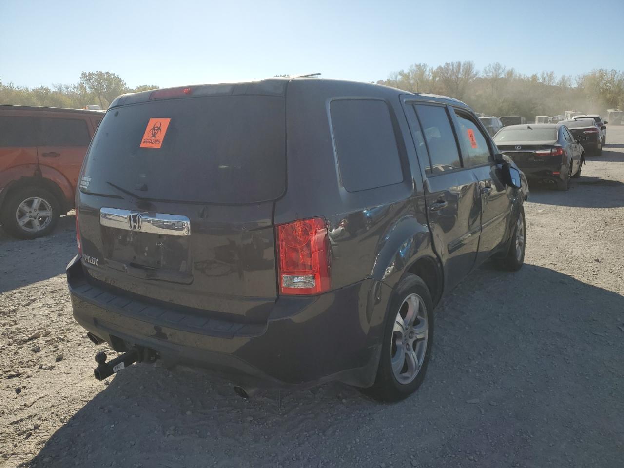 2013 Honda Pilot VIN 5FNYF3H48DB014617 Copart auction photo, front end / top/roof damage thumbnail 3