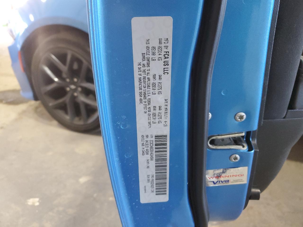 2019 Dodge Charger VIN 2C3CDXBG5KH634900 Copart auction photo, rear end damage thumbnail 12
